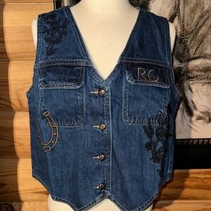 Denim Embroidered Vest